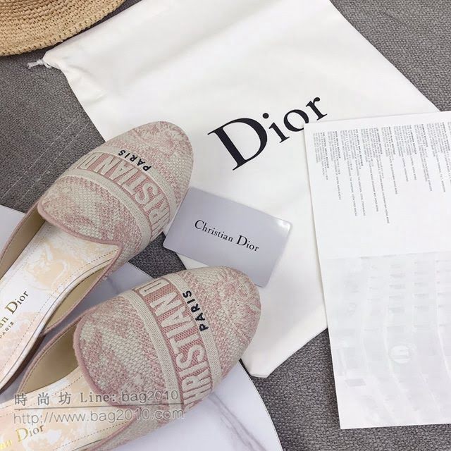 DIOR女鞋 迪奧BABY-D圓頭拖鞋 Dior帆布電腦刺繡平底鞋  naq1351